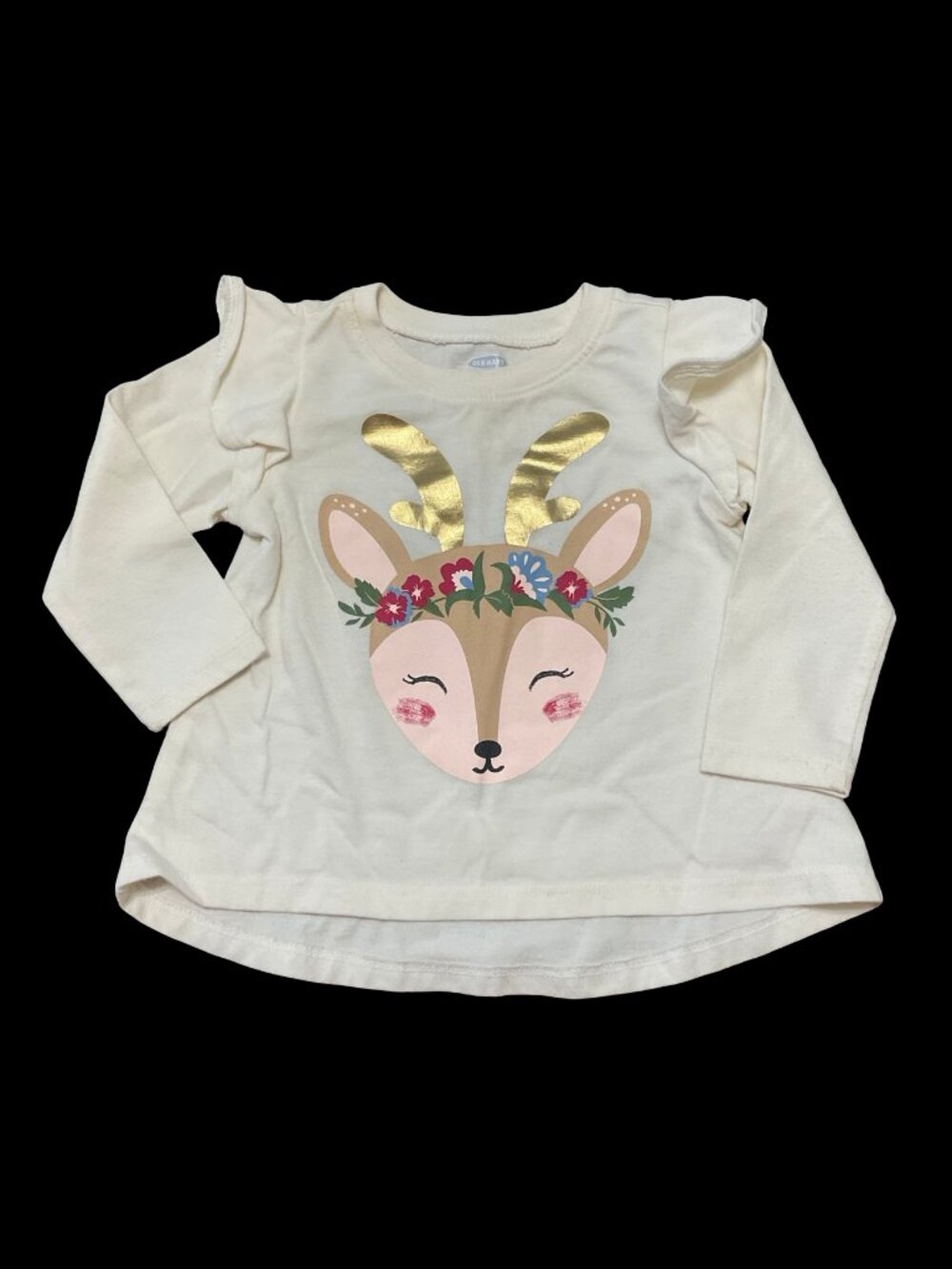 🌻10/$25 - Cream Long Sleeve Tee w/ Deer Graphic